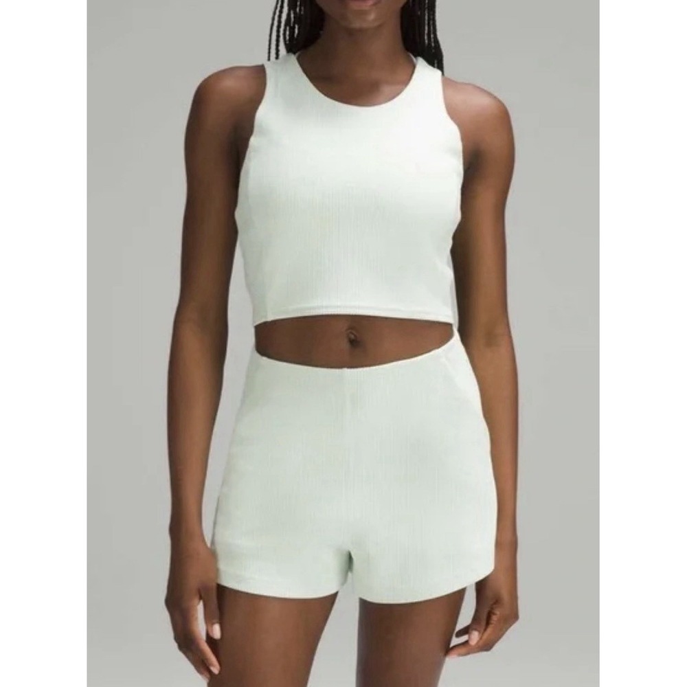 Lululemon Ribbed Softstreme Cropped Tank Top Tight Fit Size 6 Kohlrabi Green
